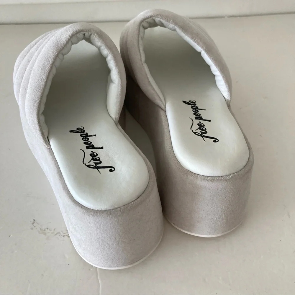 NWOT Free People Almost Paradise Suede Slip On Platforms White